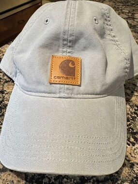 Carhartt Grey Canvas Baseball Cap with Leather Patch OS Like New 2020